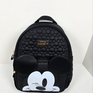 Disney Primark Mickey Mouse Black Embossed Backpack Nwt